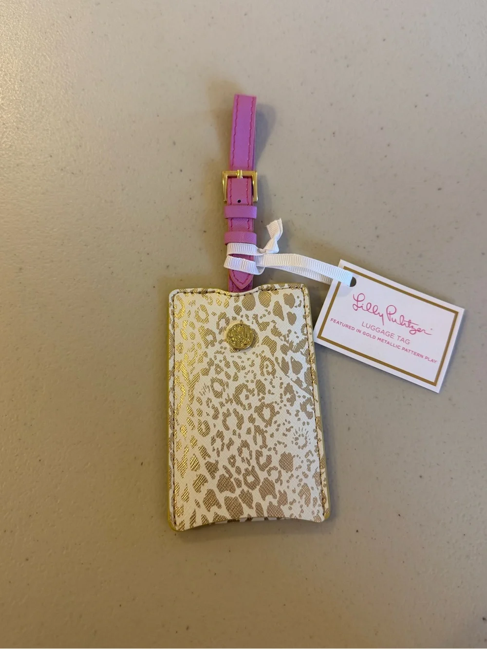 Lilly Pulitzer Luggage Tag in ‘Gold Metallic Pattern Play’ - *NWT*